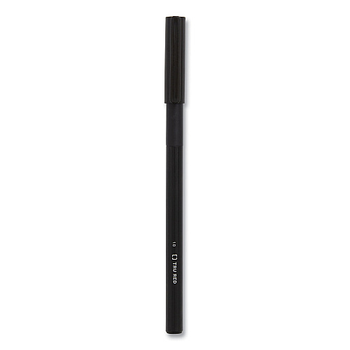 TRU RED Gripped Ballpoint Pen, Stick, Medium 1 mm, Black Ink, Black Barrel, Dozen (24328148)