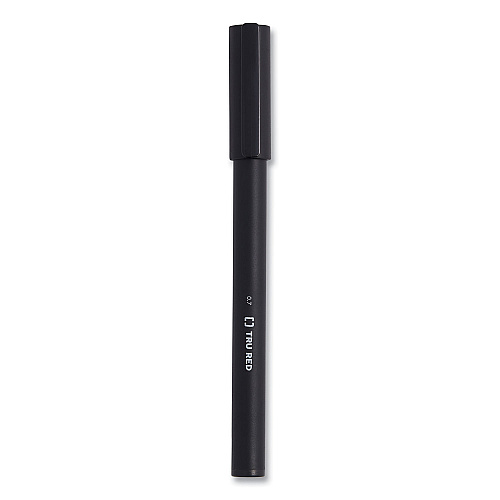 TRU RED Quick Dry Gel Pen, Retractable, Medium 0.7 mm, Black Ink, Black Barrel, 5/Pack (24377035)