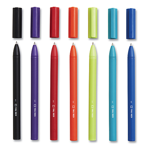 TRU RED Quick Dry Gel Pen, Stick, Fine 0.5 mm, Assorted Ink and Barrel Colors, 12/Pack (24377025)