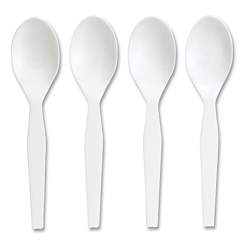 Perk Mediumweight Plastic Cutlery, Teaspoon, White, 300/Pack (24391001)