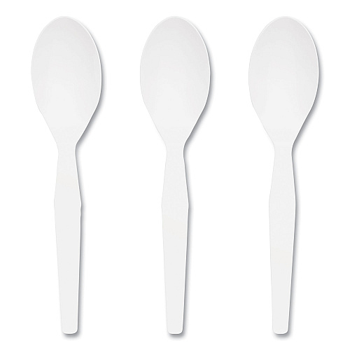 Perk Mediumweight Plastic Cutlery, Teaspoon, White, 1,000/Pack (24390992)