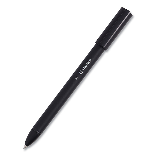 TRU RED Quick Dry Gel Pen, Stick, Medium 0.7 mm, Black Ink, Black Barrel, Dozen (24377020)