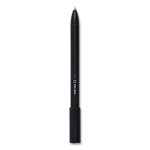 TRU RED Quick Dry Gel Pen, Stick, Medium 0.7 mm, Black Ink, Black Barrel, Dozen (24377020)