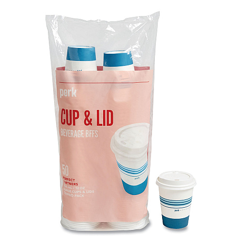 Perk Plastic Cold Cups, 16 oz, Blue, 50/Pack (24353995)