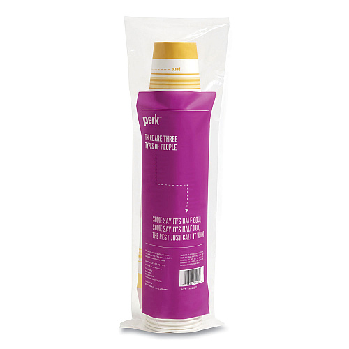 Perk Paper Hot Cups, 16 oz, White/Orange, 50/Pack (24375266)