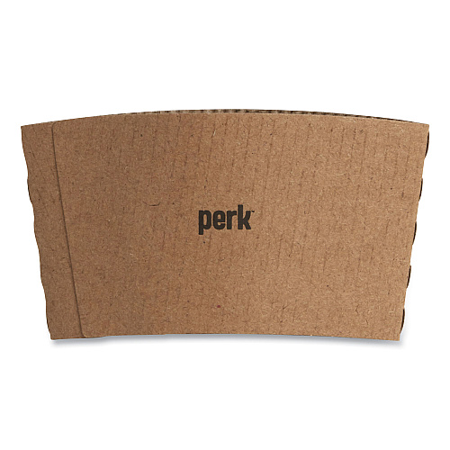 Perk Paper Hot Cup Sleeves, Fits 10, 12, 16 oz Cups, Brown, 500/Pack (24394122)
