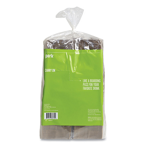 Perk Paper Hot Cup Sleeves, Fits 10, 12, 16 oz Cups, Brown, 500/Pack (24394122)