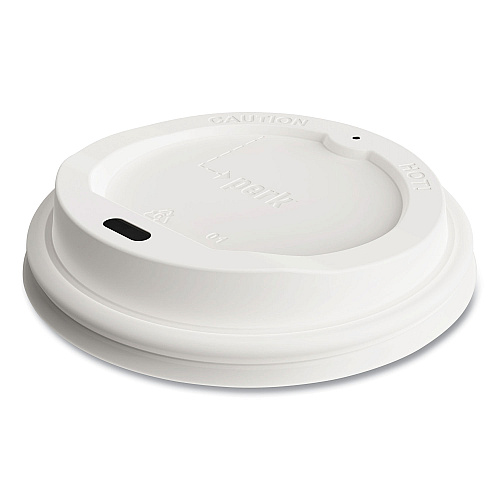 Perk Plastic Hot Cup Lids, Fits 10 oz, 12 oz, 16 oz Cups, White, 50/Pack (24404337)