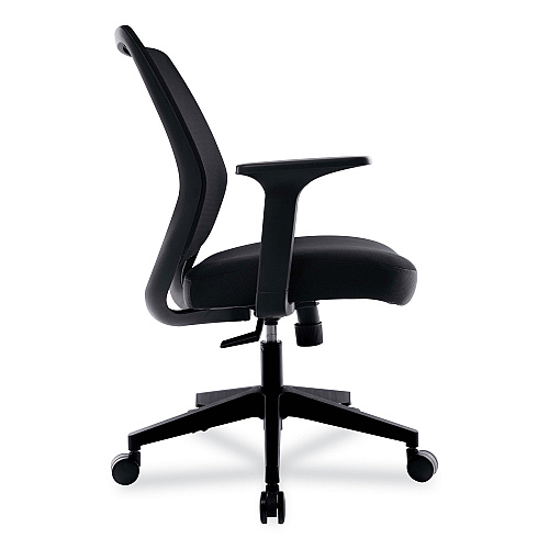Union & Scale Essentials Mesh Back Fabric Task Chair with Arms, Supports Up to 275 lb, Black Fabric Seat, Black Mesh Back, Black Base (24398920)