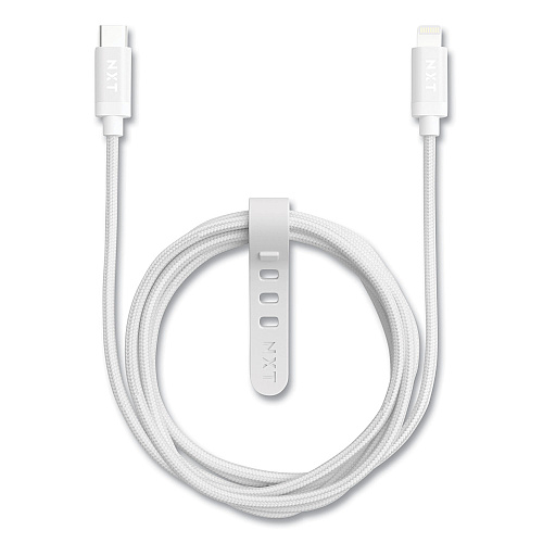 NXT Technologies Braided Apple Lightning Cable to USB-C Cable, 6 ft, White (24411020)