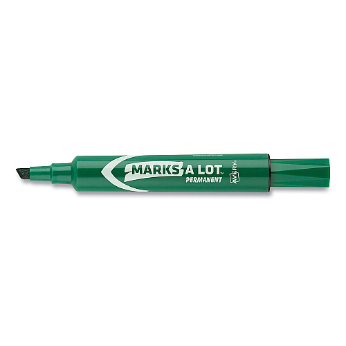 Avery MARKS A LOT Regular Desk-Style Permanent Marker, Broad Chisel Tip, Green, Dozen (7885) (07885)