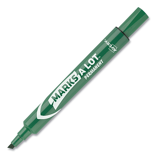 Avery MARKS A LOT Large Desk-Style Permanent Marker, Broad Chisel Tip, Green, Dozen (8885) (08885)