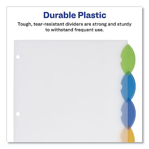Avery Insertable Style Edge Tab Plastic Dividers, 5-Tab, 11 x 8.5, Translucent, 1 Set (11200)