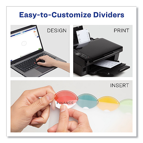 Avery Insertable Style Edge Tab Plastic Dividers, 7-Hole Punched, 5-Tab, 8.5 x 5.5, Translucent, 1 Set (11118)