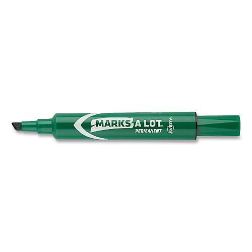 Avery MARKS A LOT Large Desk-Style Permanent Marker, Broad Chisel Tip, Green, Dozen (8885) (08885)
