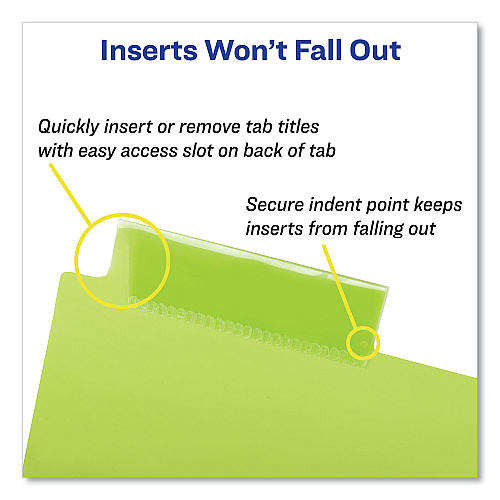 Avery Insertable Big Tab Plastic Dividers, 8-Tab, 11 x 8.5, Assorted, 1 Set (11901)