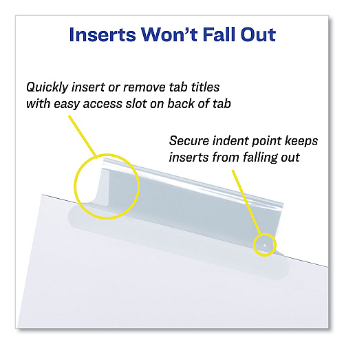 Avery Insertable Big Tab Dividers, 5-Tab, Double-Sided Gold Edge Reinforcing, 11 x 8.5, White, Clear Tabs, 1 Set (11122)