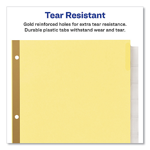 Avery Insertable Big Tab Dividers, 8-Tab, Double-Sided Gold Edge Reinforcing, 11 x 8.5, Buff, Clear Tabs, 1 Set (11112)