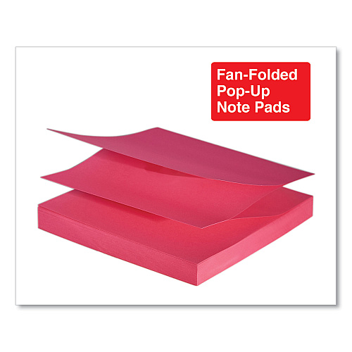 Universal Fan-Folded Self-Stick Pop-Up Note Pads, 3" x 3", Assorted Neon Colors, 100 Sheets/Pad, 12 Pads/Pack (UNV35617)