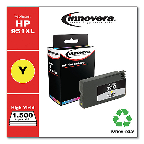 Innovera Remanufactured Yellow High-Yield Ink, Replacement for 951XL (CN048AN), 1,500 Page-Yield (IVR951XLY)