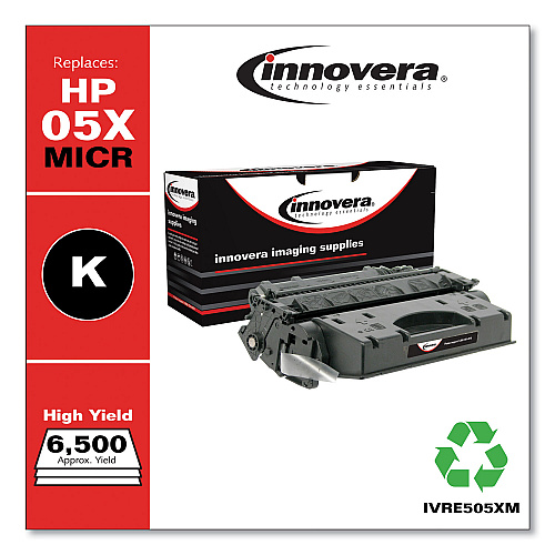 Innovera Remanufactured Black High-Yield MICR Toner, Replacement for 05XM (CE505XM), 6,500 Page-Yield