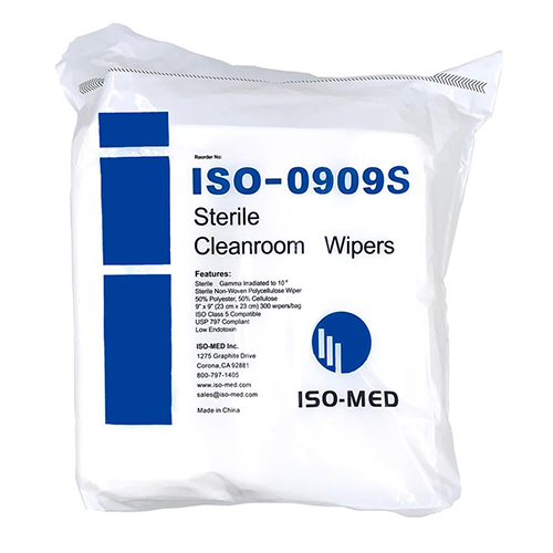 Sterile Cleanroom Wipe 9x9 Non-woven Polycellulose Wiper, Bag Of 300 (ISO-0909S)