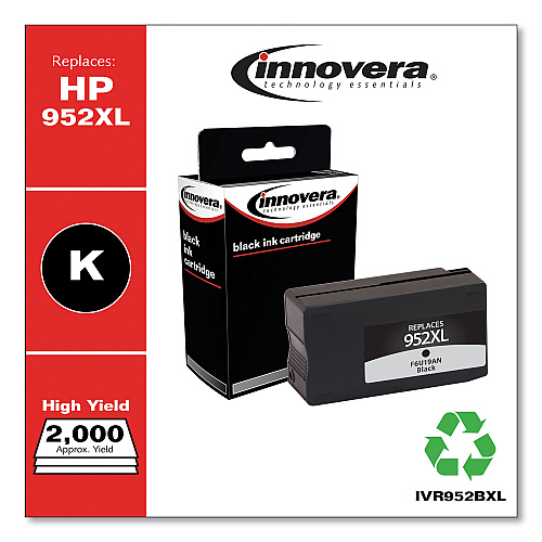 Innovera Remanufactured Black High-Yield Ink, Replacement for 952XL (F6U19AN), 2,000 Page-Yield (IVR952BXL)