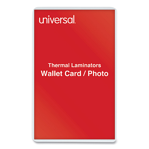 Universal Laminating Pouches, 5 mil, 2.13" x 3.38", Gloss Clear, 25/Pack (UNV84650)