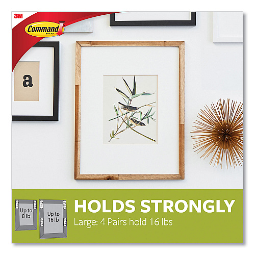 Command Picture Hanging Strips, Removable, Holds Up to 4 lbs per Pair, 0.75 x 3.65, Black, 4 Pairs/Pack (17206BLK)