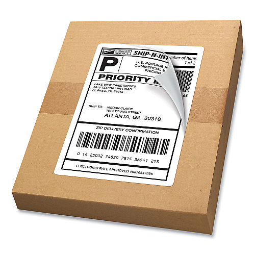 Avery Shipping Labels w/ TrueBlock Technology, Laser Printers, 5.5 x 8.5, White, 2/Sheet, 250 Sheets/Box (5912)