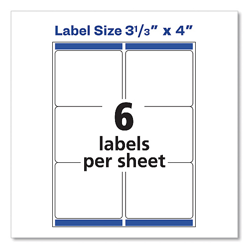 Avery Shipping Labels w/ TrueBlock Technology, Inkjet Printers, 3.33 x 4, White, 6/Sheet, 25 Sheets/Pack (8164)