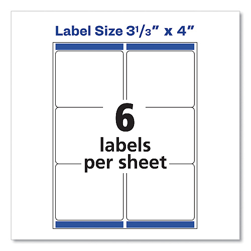 Avery Shipping Labels w/ TrueBlock Technology, Inkjet Printers, 3.33 x 4, White, 6/Sheet, 100 Sheets/Box (8464)