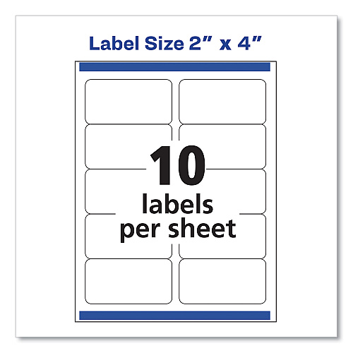 Avery Shipping Labels w/ TrueBlock Technology, Inkjet Printers, 2 x 4, White, 10/Sheet, 25 Sheets/Pack (8163)
