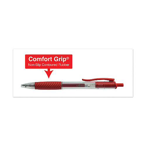 Universal Comfort Grip Gel Pen, Retractable, Medium 0.7 mm, Red Ink, Clear/Red Barrel, Dozen (UNV39914)
