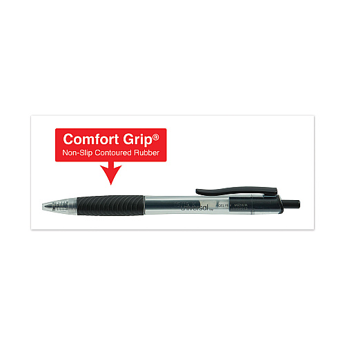 Universal Comfort Grip Gel Pen, Retractable, Medium 0.7 mm, Black Ink, Clear/Black Barrel, Dozen (UNV39912)