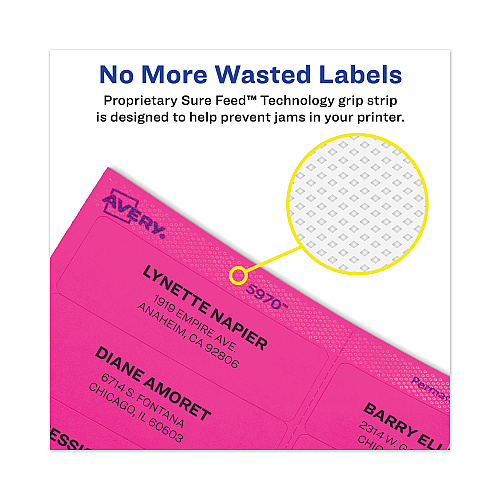 Avery High-Visibility Permanent Laser ID Labels, 1 x 2.63, Asst. Neon, 450/Pack (5979)