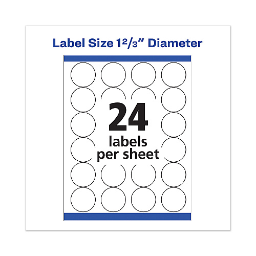 Avery Permanent Laser Print-to-the-Edge ID Labels w/SureFeed, 1.66" dia, White, 600/PK (5293)