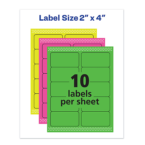 Avery High-Visibility Permanent Laser ID Labels, 2 x 4, Asst. Neon, 150/Pack (5978)
