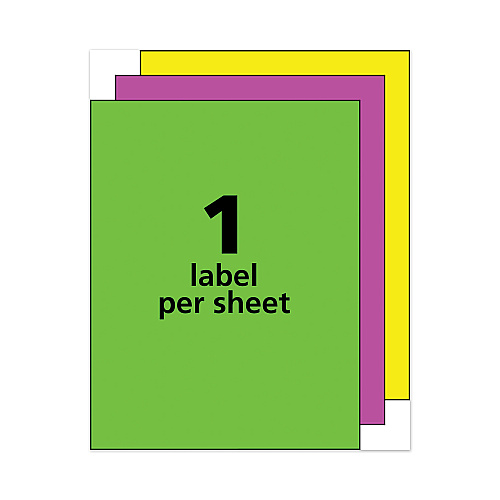 Avery High-Visibility Permanent Laser ID Labels, 8.5 x 11, Asst. Neon, 15/Pack (5975)