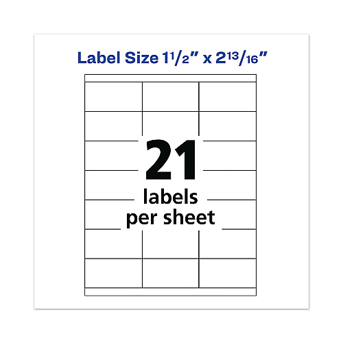 Avery Copier Mailing Labels, Copiers, 1.5 x 2.81, White, 21/Sheet, 100 Sheets/Box (5360)