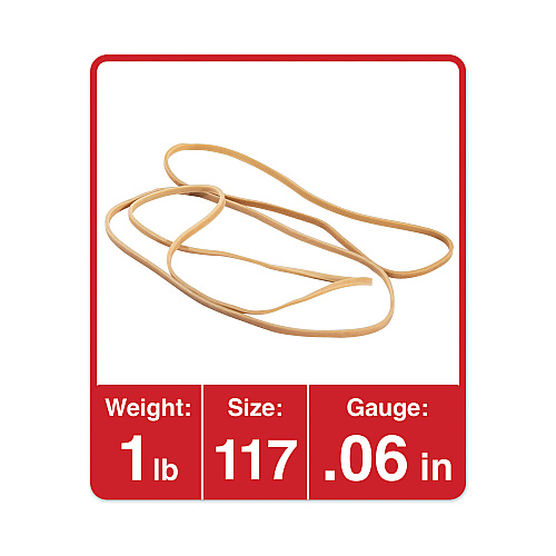 Universal Rubber Bands, Size 117, 0.06" Gauge, Beige, 1 lb Box, 210/Pack (UNV01117)
