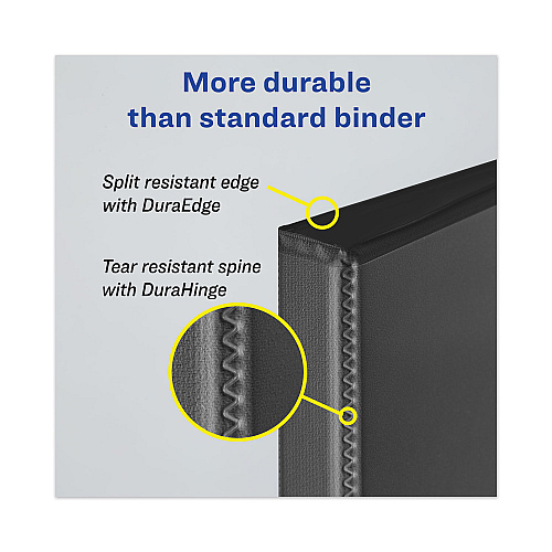 Avery Heavy-Duty View Binder with DuraHinge and Locking One Touch EZD Rings, 3 Rings, 5" Capacity, 11 x 8.5, Black (79606)