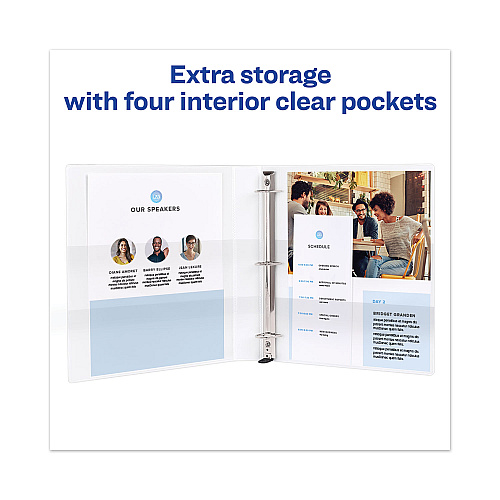 Avery Heavy-Duty View Binder with DuraHinge, One Touch EZD Rings and Extra-Wide Cover, 3 Ring, 1" Capacity, 11 x 8.5, White, (1318) (01318)