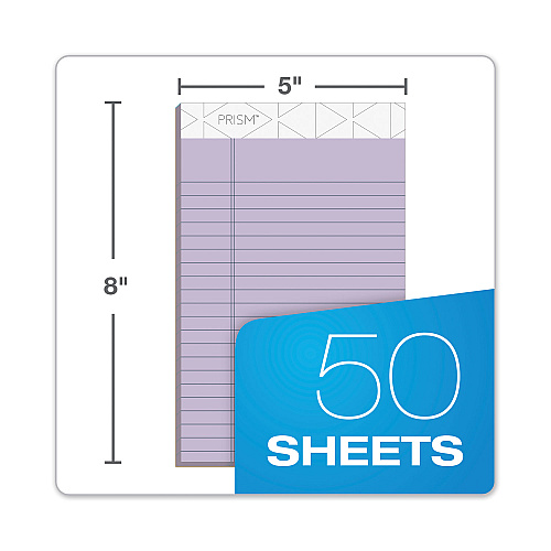 TOPS Prism + Colored Writing Pads, Narrow Rule, 50 Pastel Orchid 5 x 8 Sheets, 12/Pack (63040)