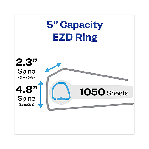 Avery Heavy-Duty View Binder with DuraHinge and Locking One Touch EZD Rings, 3 Rings, 5" Capacity, 11 x 8.5, Pacific Blue (79817)
