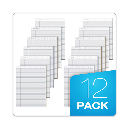 TOPS Prism + Colored Writing Pads, Wide/Legal Rule, 50 Pastel Gray 8.5 x 11.75 Sheets, 12/Pack (63160)
