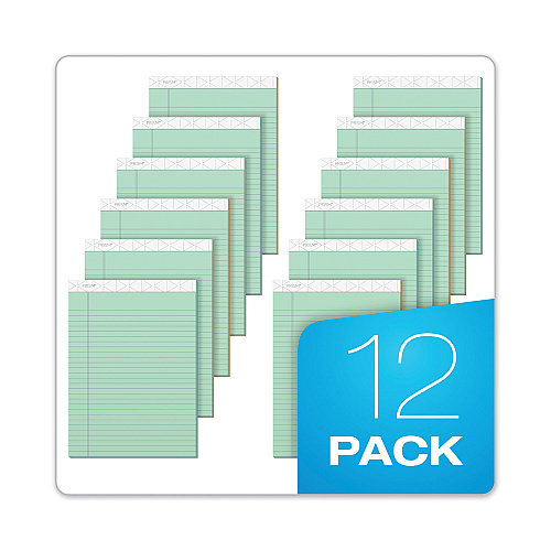 TOPS Prism + Colored Writing Pads, Wide/Legal Rule, 50 Pastel Green 8.5 x 11.75 Sheets, 12/Pack (63190)