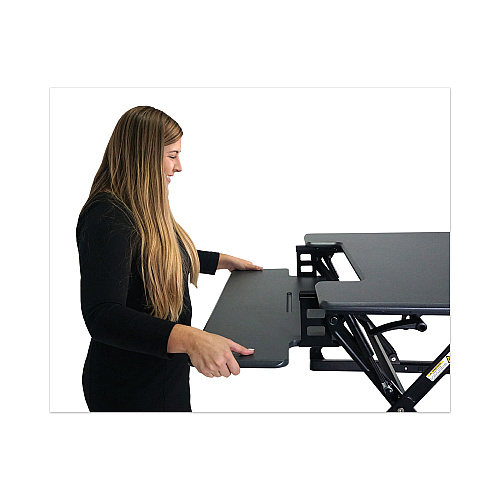 Victor High Rise Height Adjustable Standing Desk with Keyboard Tray, 36" x 31.25" x 5.25" to 20", Gray/Black (DCX760G)