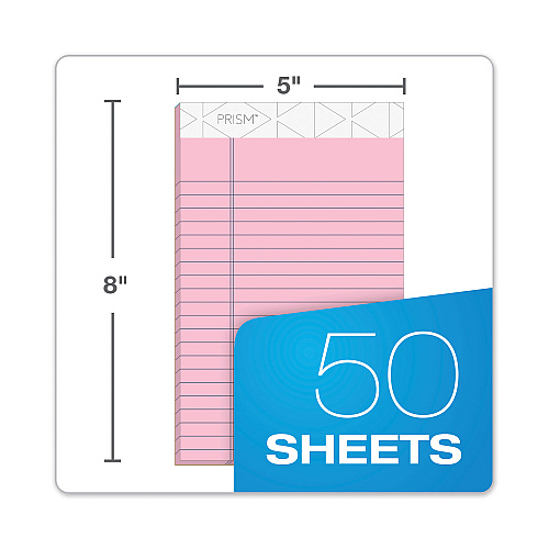 TOPS Prism + Colored Writing Pads, Narrow Rule, 50 Assorted Pastel-Color 5 x 8 Sheets, 6/Pack (63016)
