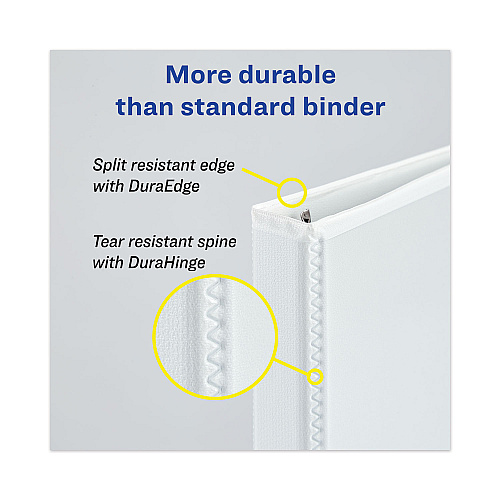Avery Heavy-Duty View Binder with DuraHinge, One Touch EZD Rings and Extra-Wide Cover, 3 Ring, 3" Capacity, 11 x 8.5, White, (1321) (01321)